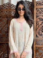 Load image into Gallery viewer, Korli Viscose Designer Short Kurti Cream