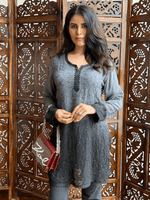 Load image into Gallery viewer, Korli Viscose Designer Short Kurti Grey