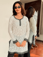 Load image into Gallery viewer, Korli Viscose Designer Short Kurti White