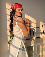 Load image into Gallery viewer, Parinoor Chanderi Cotton Chikankari Kurti Set