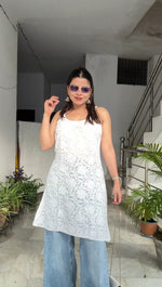 Load image into Gallery viewer, Bhavika Premium Viscose Strappy Chikankari Kurti
