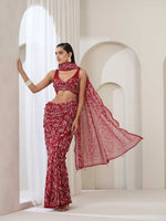 Load image into Gallery viewer, Tepchi Handwork Georgette Chikankari Saree