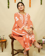 Load image into Gallery viewer, Lali Modal Chikankari Kurti Set Coral