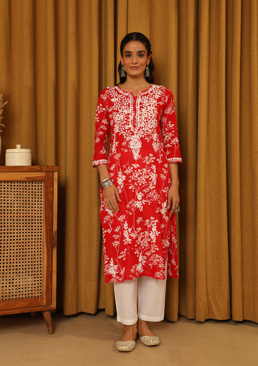 Zainab Mul Cotton Chikankari Kurti