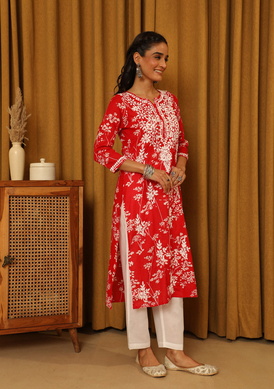 Zainab Mul Cotton Chikankari Kurti