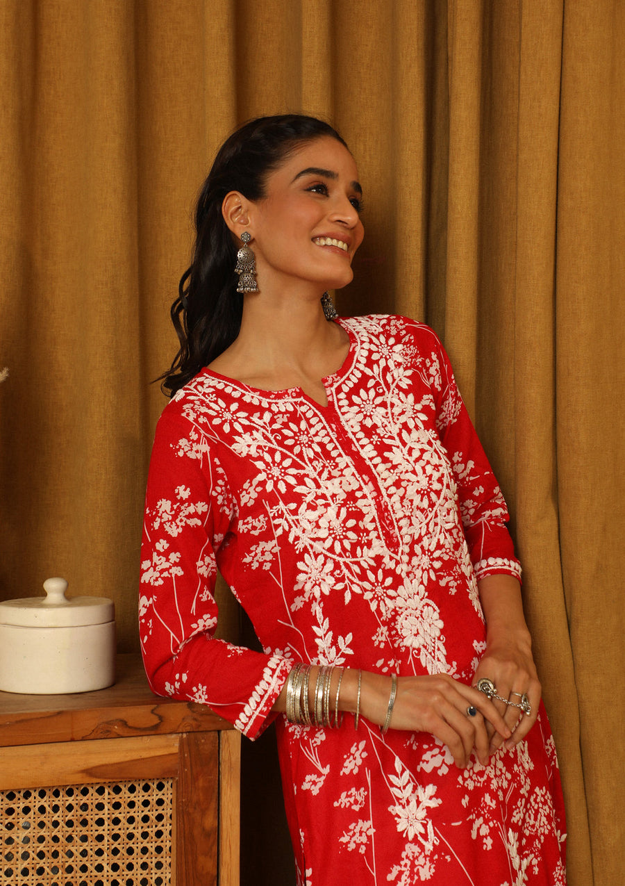 Zainab Mul Cotton Chikankari Kurti