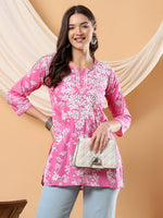 Load image into Gallery viewer, Gulnihal Mul Mul Chikankari Short Kurti - The Lucknowi Chikan