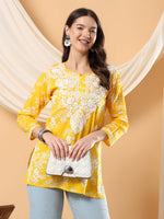 Load image into Gallery viewer, Gulnihal Mul Mul Chikankari Short Kurti - The Lucknowi Chikan