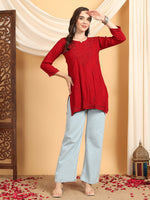 Load image into Gallery viewer, Kashti Rayon Chikankari Short Kurti