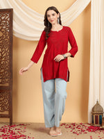 Load image into Gallery viewer, Kashti Rayon Chikankari Short Kurti