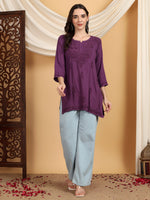 Load image into Gallery viewer, Kashti Rayon Chikankari Short Kurti