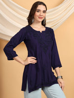 Load image into Gallery viewer, Kashti Rayon Chikankari Short Kurti