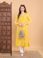 Load image into Gallery viewer, Anina Premium Angrakha Kurta Yellow