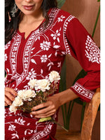 Load image into Gallery viewer, Gulfam Rayon Long Chikankari Kurti Set
