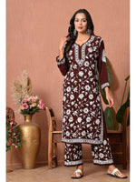 Load image into Gallery viewer, Gulfam Rayon Long Chikankari Kurti Set