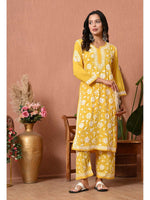 Load image into Gallery viewer, Gulfam Rayon Long Chikankari Kurti Set