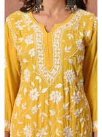 Load image into Gallery viewer, Gulfam Rayon Long Chikankari Kurti Set