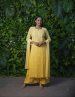 Load image into Gallery viewer, Nazakat Viscose 3D Chikankari Kurti Sharara Set