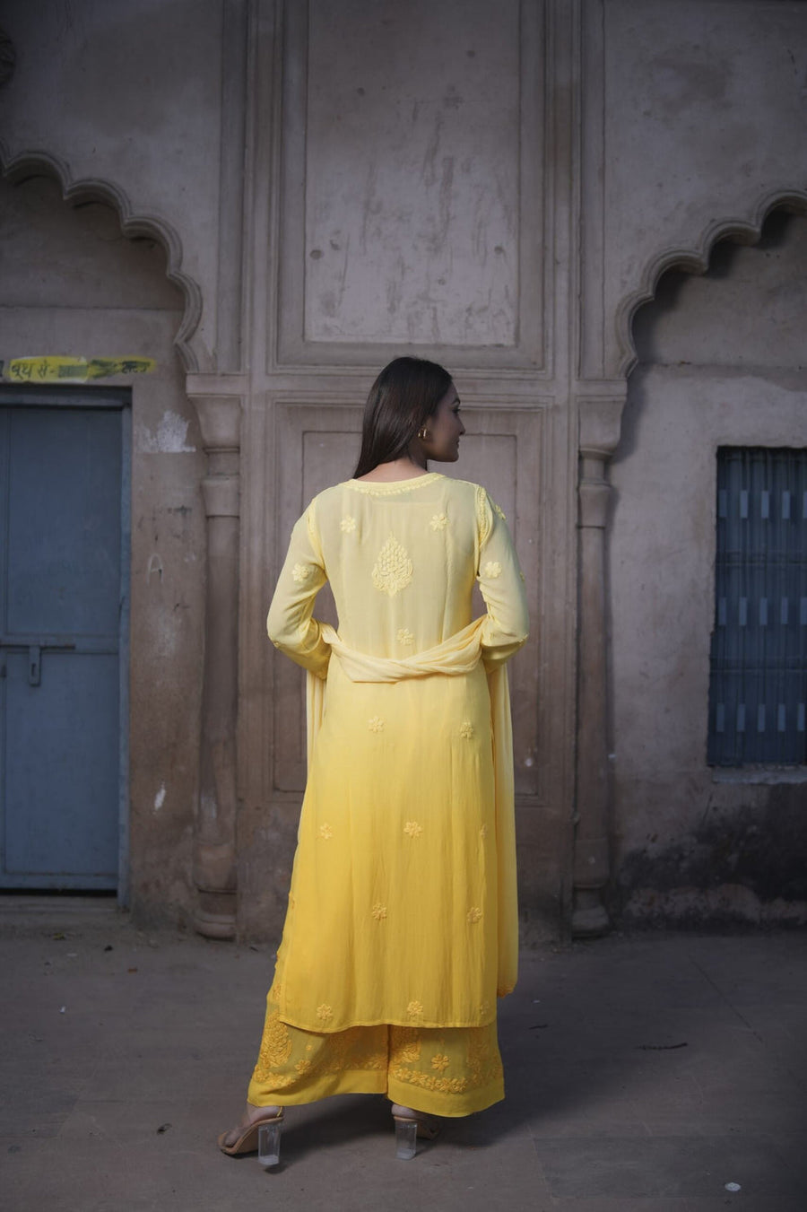 Nazakat Viscose 3D Chikankari Kurti Sharara Set