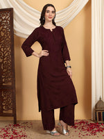 Load image into Gallery viewer, Malhar Rayon Chikankari Kurti Set