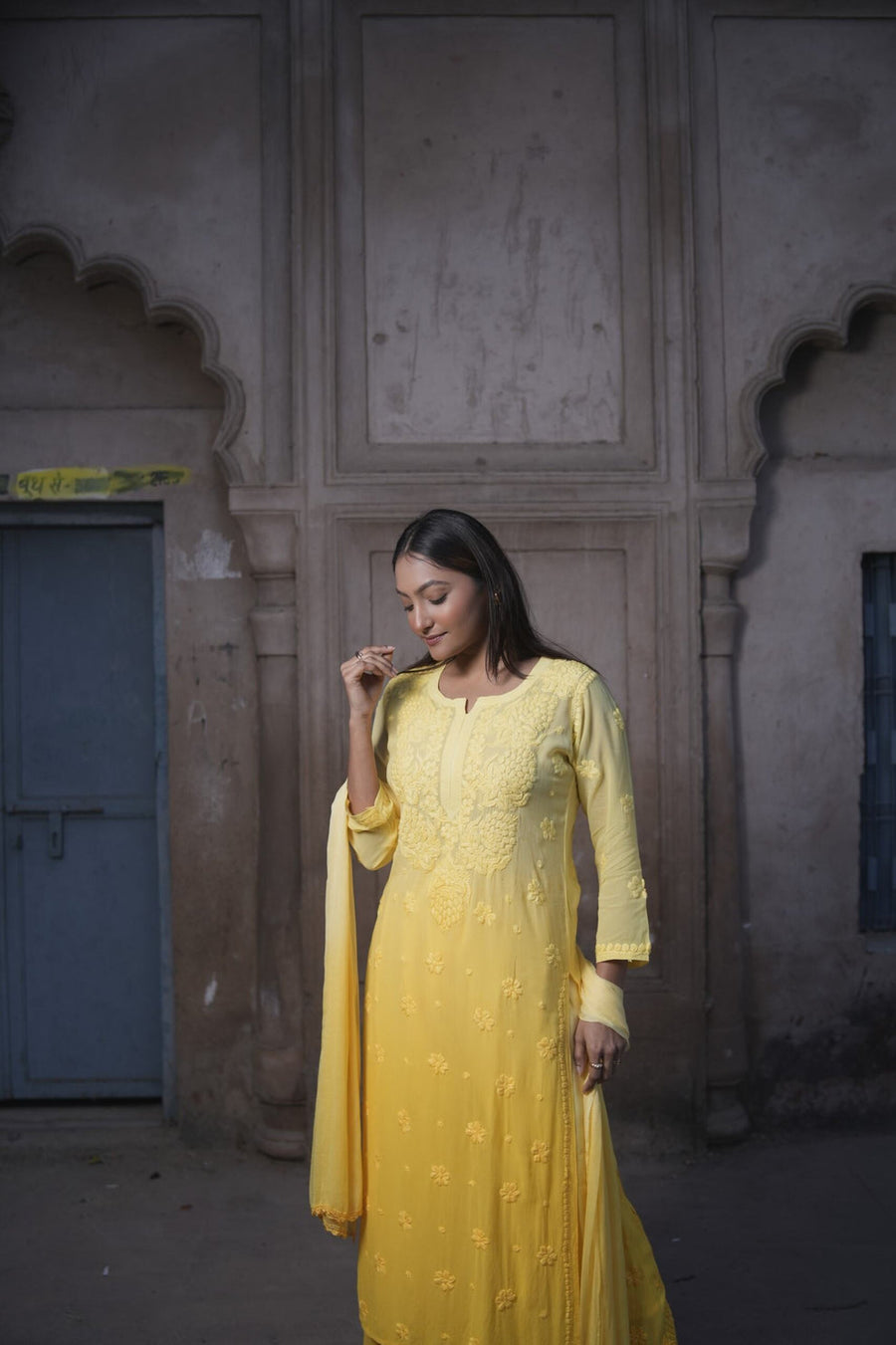 Nazakat Viscose 3D Chikankari Kurti Sharara Set