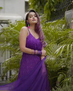Load image into Gallery viewer, Garima Styled Premium Chikankari Strappy Viscose Set Purple Viscose