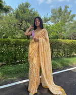 Load image into Gallery viewer, Gulzar Full Jaal Chikankari Saree Mustard-Yellow