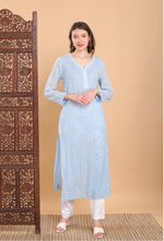 Load image into Gallery viewer, Nargis Viscose Mukaish Chikankari Kurti