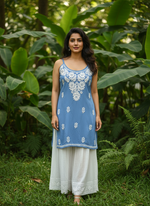 Load image into Gallery viewer, Boho Strappy Sleeveless Chikankari Kurti - The Lucknowi Chikan