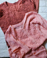 Load image into Gallery viewer, Nargis Viscose Premium 3D Chikankari Kurti Rose Gold