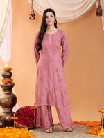 Load image into Gallery viewer, Karry Rayon Chikankari Kurti Pallazo Set