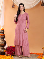 Load image into Gallery viewer, Karry Rayon Chikankari Kurti Pallazo Set