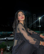 Load image into Gallery viewer, Zara Black Georgette Chikankari Long Kurti