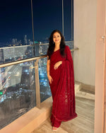 Load image into Gallery viewer, Nazm Viscose Mukaish Chikankari Saree