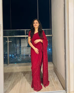 Load image into Gallery viewer, Nazm Viscose Mukaish Chikankari Saree