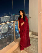 Load image into Gallery viewer, Nazm Viscose Mukaish Chikankari Saree