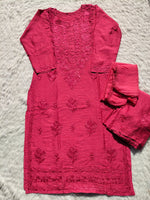 Load image into Gallery viewer, Sona Chanderi Chikankari Kurti Set