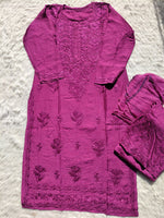Load image into Gallery viewer, Sona Chanderi Chikankari Kurti Set