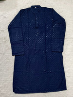 Load image into Gallery viewer, Nawab Mens Straight Machine Chikankari Kurta & Pyjama Set