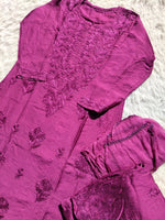 Load image into Gallery viewer, Sona Chanderi Chikankari Kurti Set