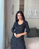 Load image into Gallery viewer, Sona Chanderi Chikankari Kurti Set