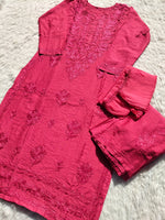 Load image into Gallery viewer, Sona Chanderi Chikankari Kurti Set