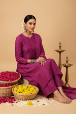 Load image into Gallery viewer, Bhumi Chanderi Chikankari Suit Set