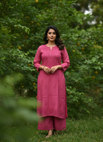 Load image into Gallery viewer, Sona Chanderi Chikankari Kurti Set Pink
