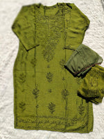 Load image into Gallery viewer, Sawan Chanderi Chikankari Suit Set