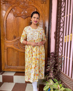 Load image into Gallery viewer, Gulfam Side Choli Mul Mul Gown Yellow