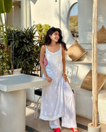 Load image into Gallery viewer, Parinoor Chanderi Cotton Chikankari Kurti Set