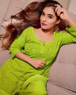 Load image into Gallery viewer, Tarai Viscose Short Chikankari Kurti - The Lucknowi Chikan