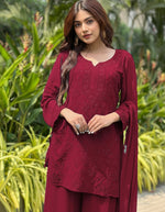 Load image into Gallery viewer, Avneet Kaur Mukaish Patiala Set Red Berry