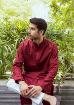 Load image into Gallery viewer, Nawab Mens Hakuba Sequence Chikankari Kurta & Pyjama Set